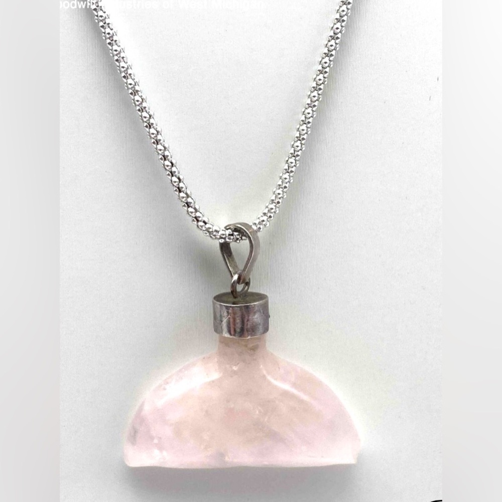 Extremely Rare Authentic Lavender Pink Jadeite Whale Tail On 925 Italy Chain